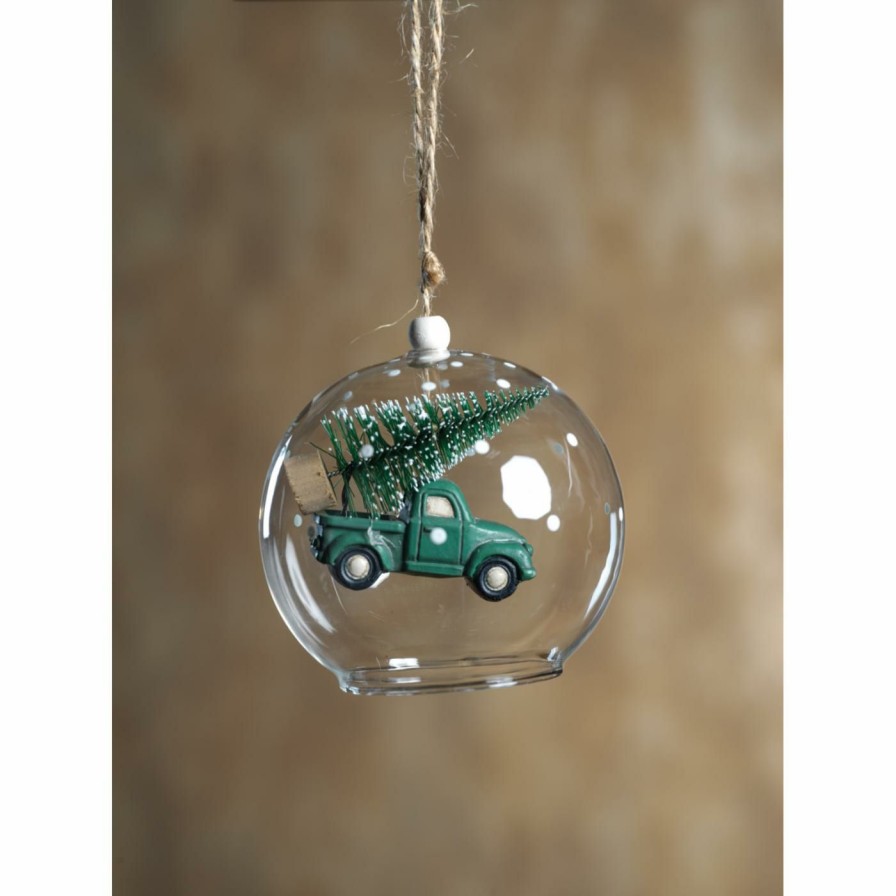 Ornaments * | Cheapest All Other Brands Green Ornaments Vintage Truck Clear Christmas Ball Ornament Set Of 6