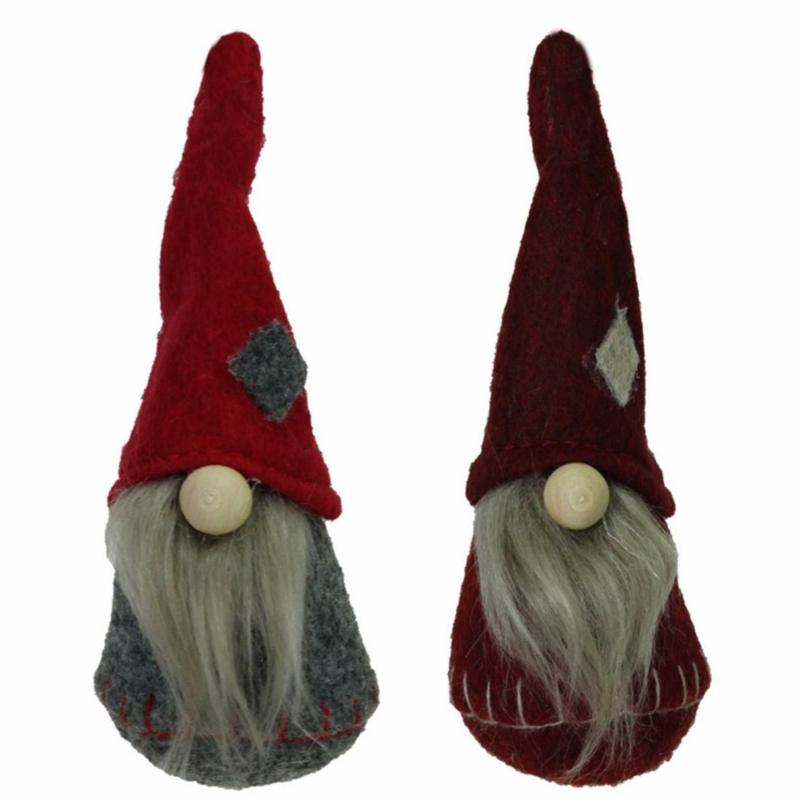 Ornaments * | Coupon Burgundy Ornaments Northlight 4.75 In. 2 Piece Santa Gnomes Ornament Set