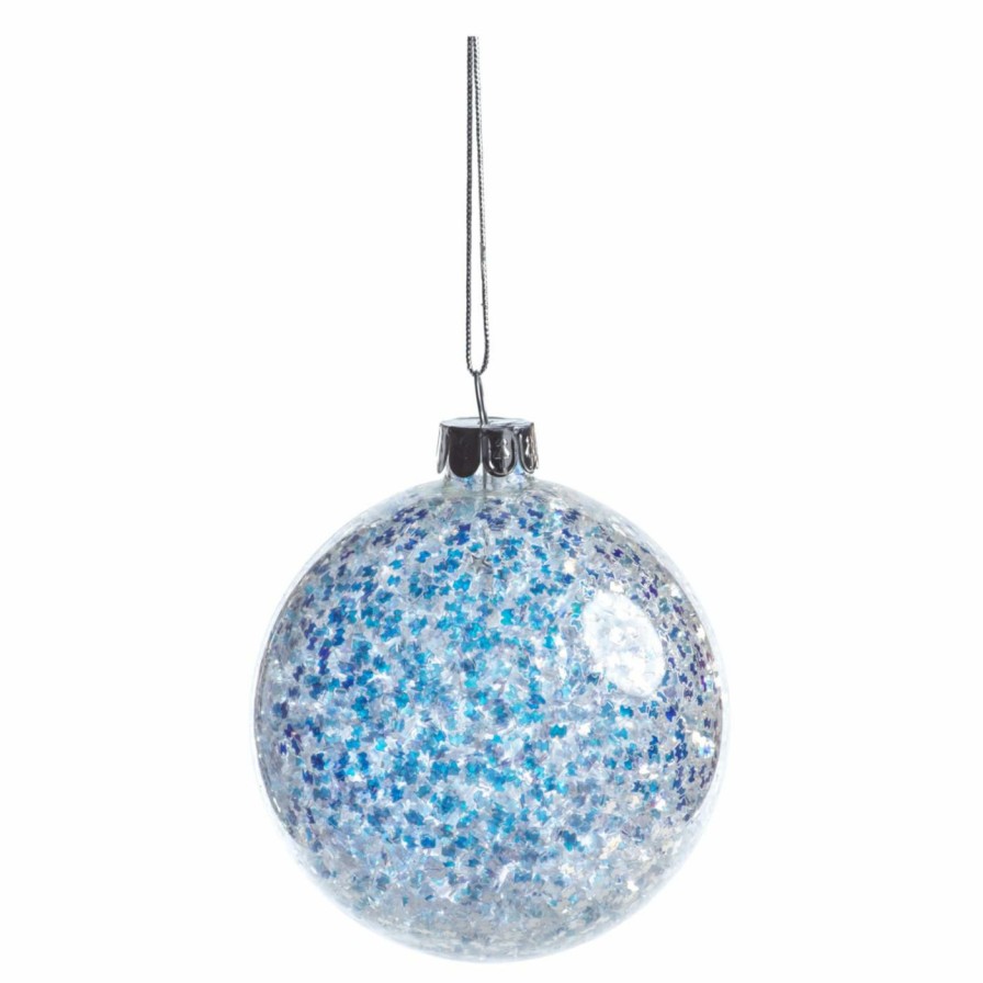 Ornaments * | Hot Sale All Other Brands Metallic Ornaments Silver And Blue Sequin Ball Ornament Set