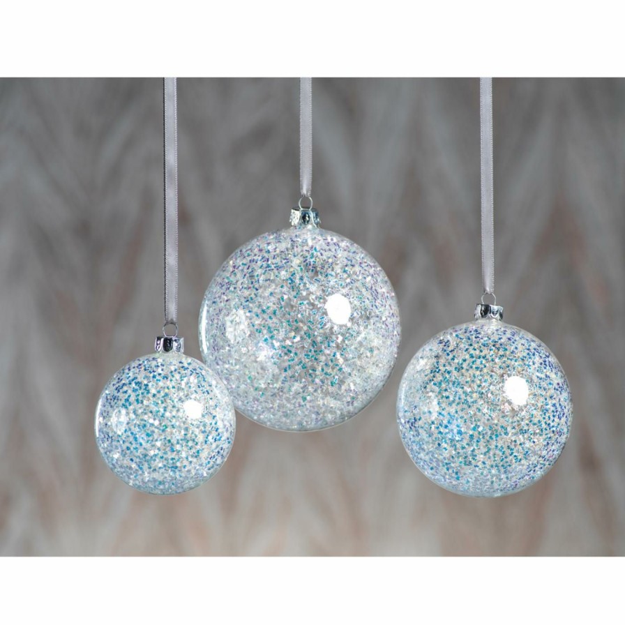 Ornaments * | Hot Sale All Other Brands Metallic Ornaments Silver And Blue Sequin Ball Ornament Set