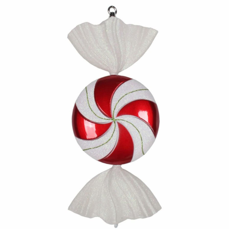 Ornaments * | Deals White Ornaments Vickerman 18.5 In. Flat Swirl Candy Ornament