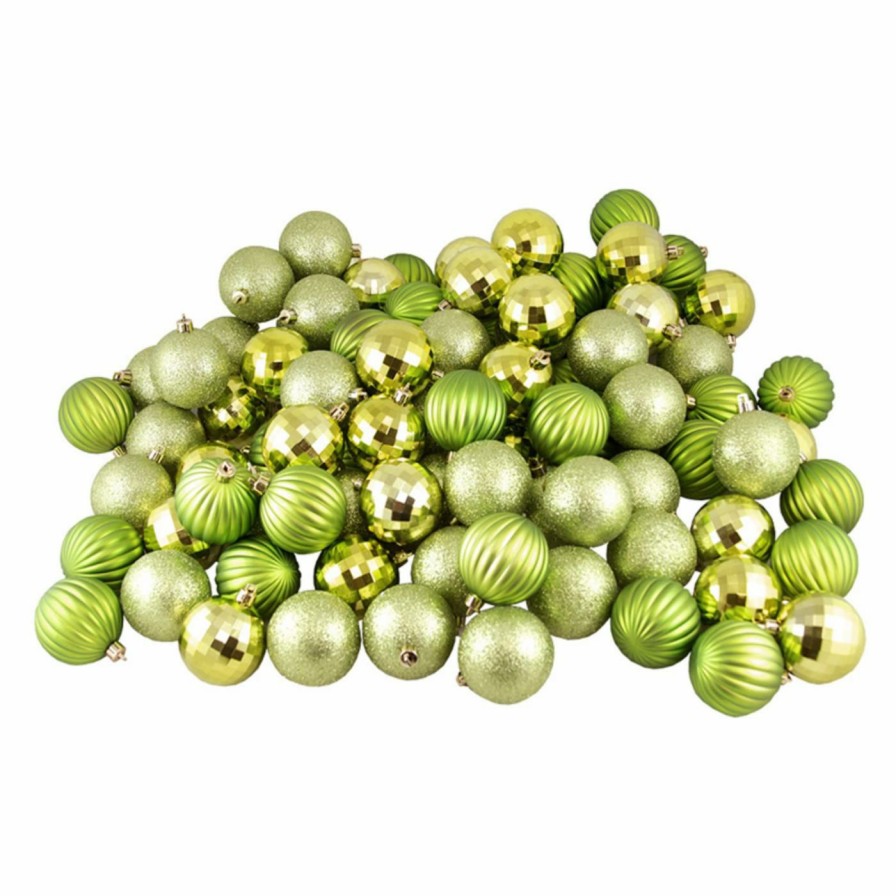 Ornaments * | Best Deal Green Ornaments Northlight Green Kiwi 3 Finish Christmas Ball Ornaments Set Of 100