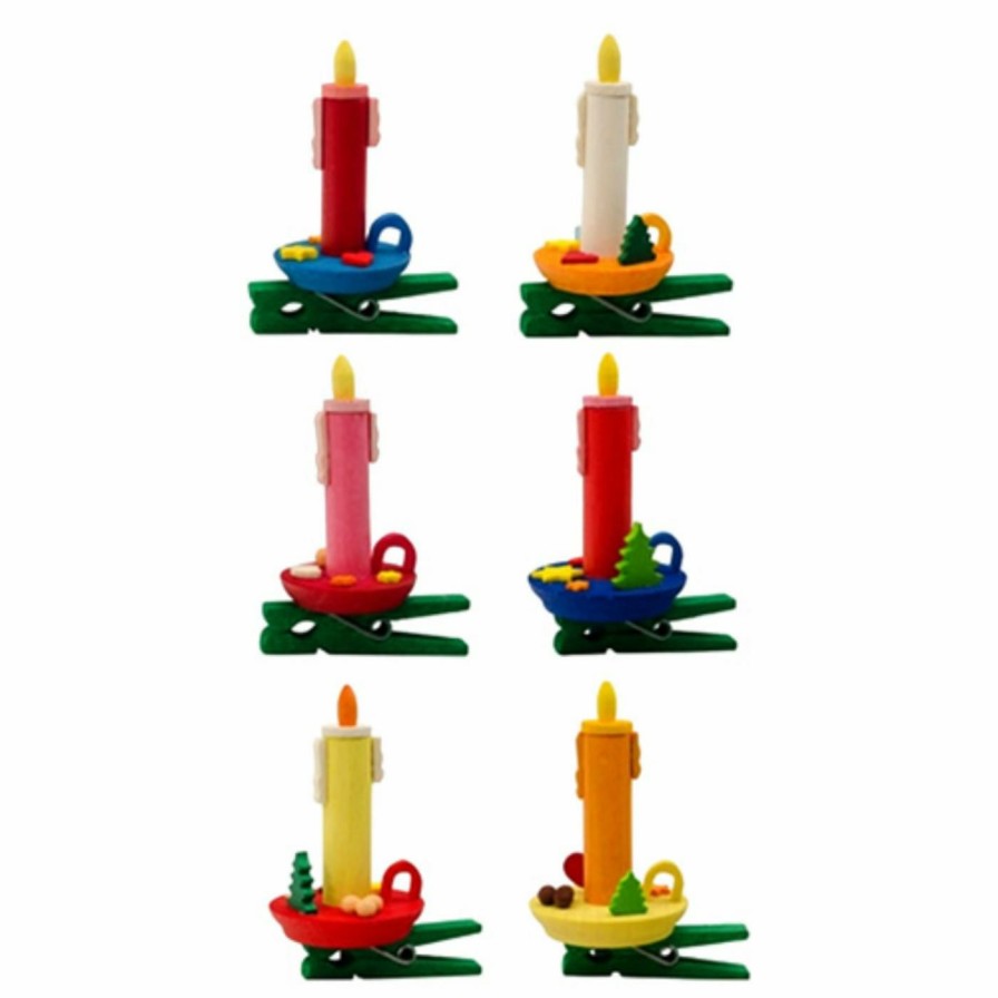 Ornaments * | Best Pirce Yellow Ornaments Graupner 6.75 In. Assorted Clip-On Candle Ornaments Set Of 6