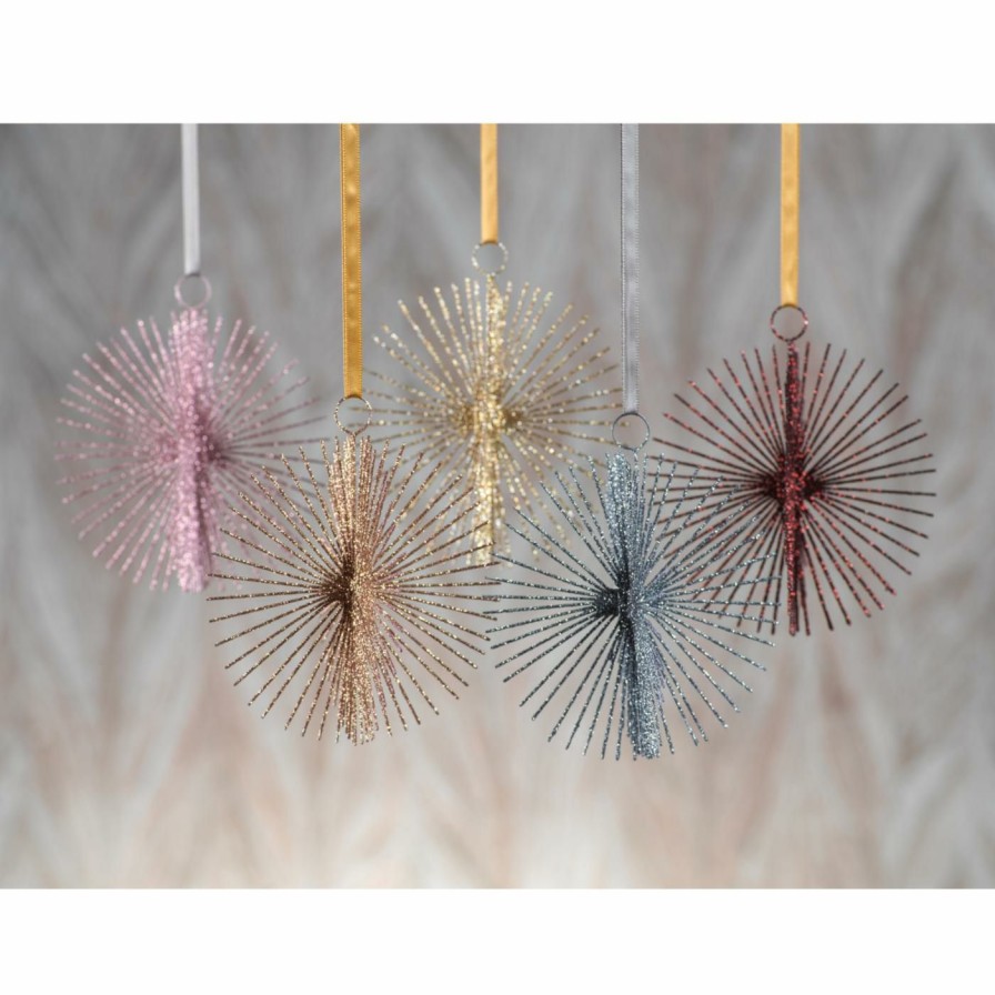 Ornaments * | Cheap All Other Brands Gold Ornaments Spiked Holiday Hanging Ornament Set Of 12 Champagne