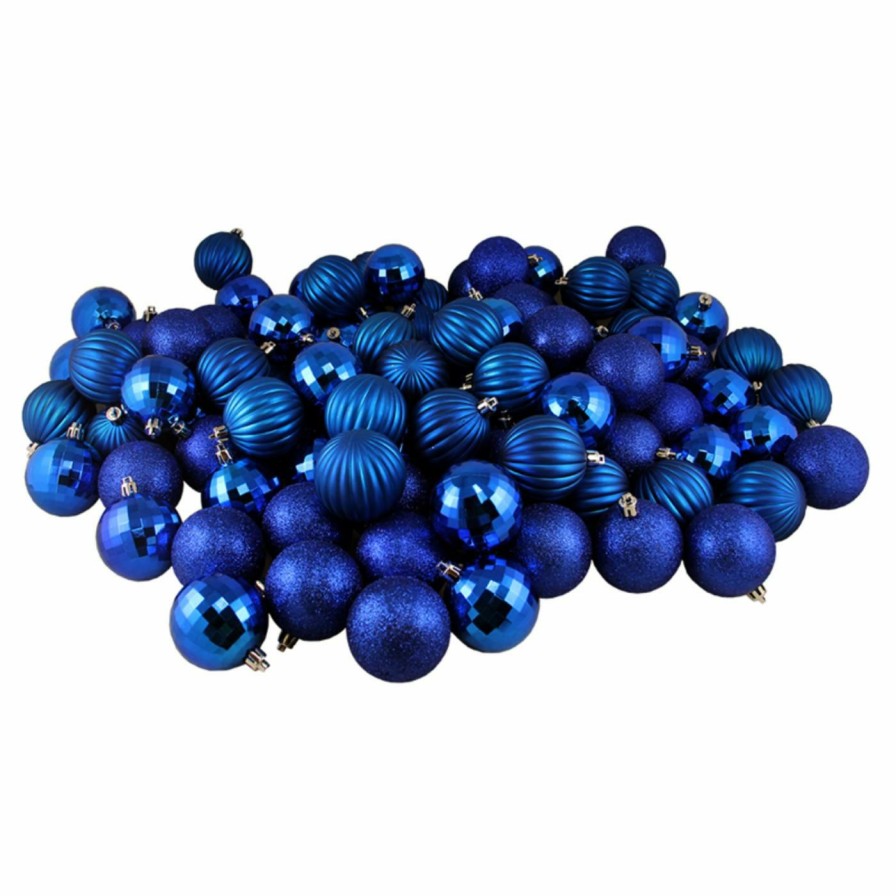 Ornaments * | Brand New Blue Ornaments Northlight 100 Piece Shatterproof 3 Finish Christmas Ball Ornament Set