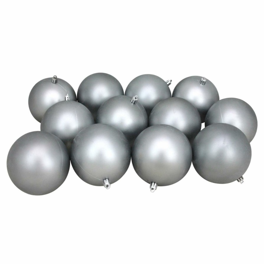 Ornaments * | Discount Metallic Ornaments Northlight 4 In. Shatterproof Matte Ball Ornament Set Of 12