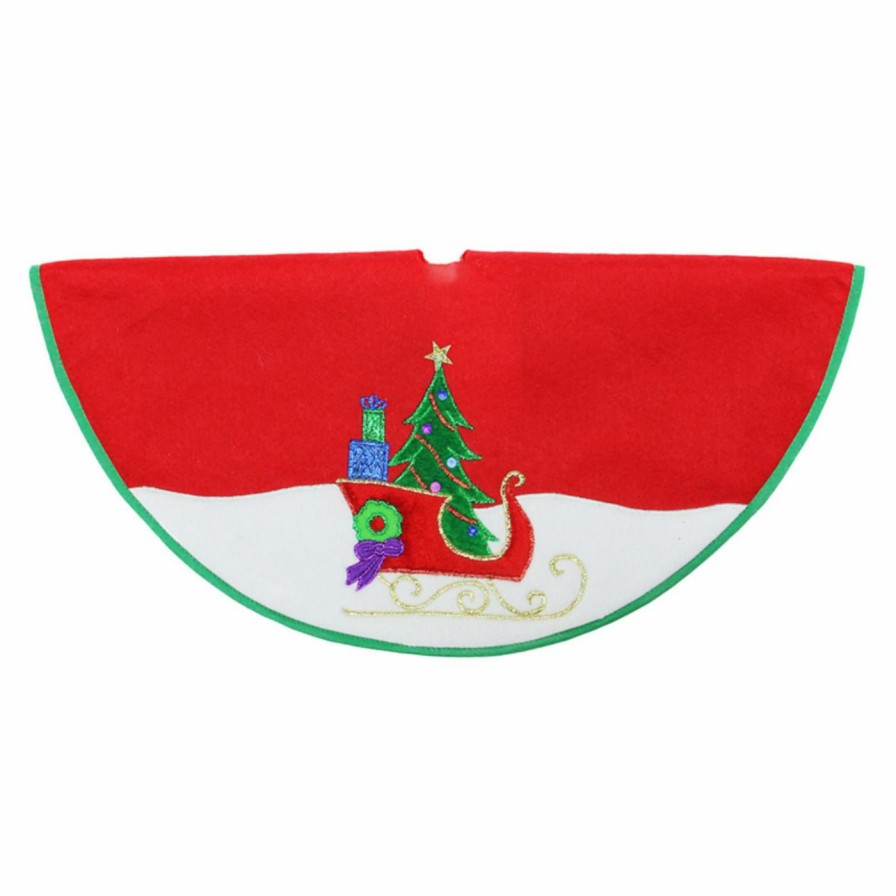 Tree Skirts & Collars * | Best Reviews Of Christmas Tree Skirts & Collars Northlight 20 In. Red And White Mini Christmas Tree Skirt With Applique