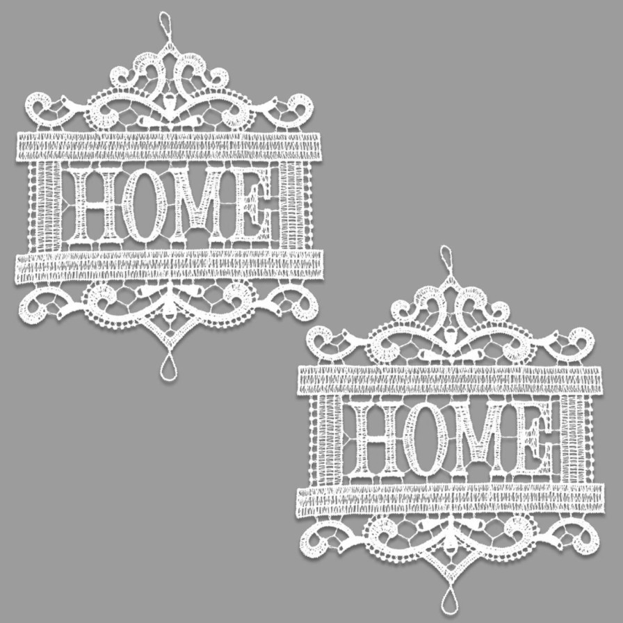 Ornaments * | Best Sale White Ornaments Heritage Lace Home Ornament Set Of 2