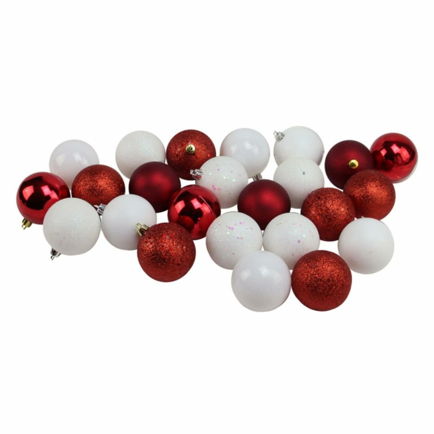 Ornaments * | Cheapest White Ornaments Northlight 24 Piece Shatterproof 4 Finish Christmas Ball Ornaments