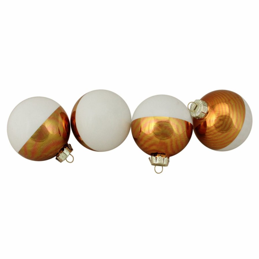 Ornaments * | Buy Yellow Ornaments Northlight 3.25 In. Shiny Color Block Glass Ball Ornament Set Of 4