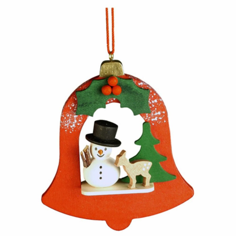 Ornaments * | Best Deal Alexander Taron Orange Ornaments Christian Ulbricht Snowman In Red Bell Ornament