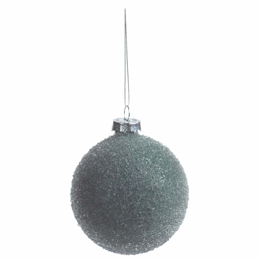 Ornaments * | Brand New All Other Brands Green Ornaments Frosted Green Beaded Christmas Ball Ornament Set Of 6