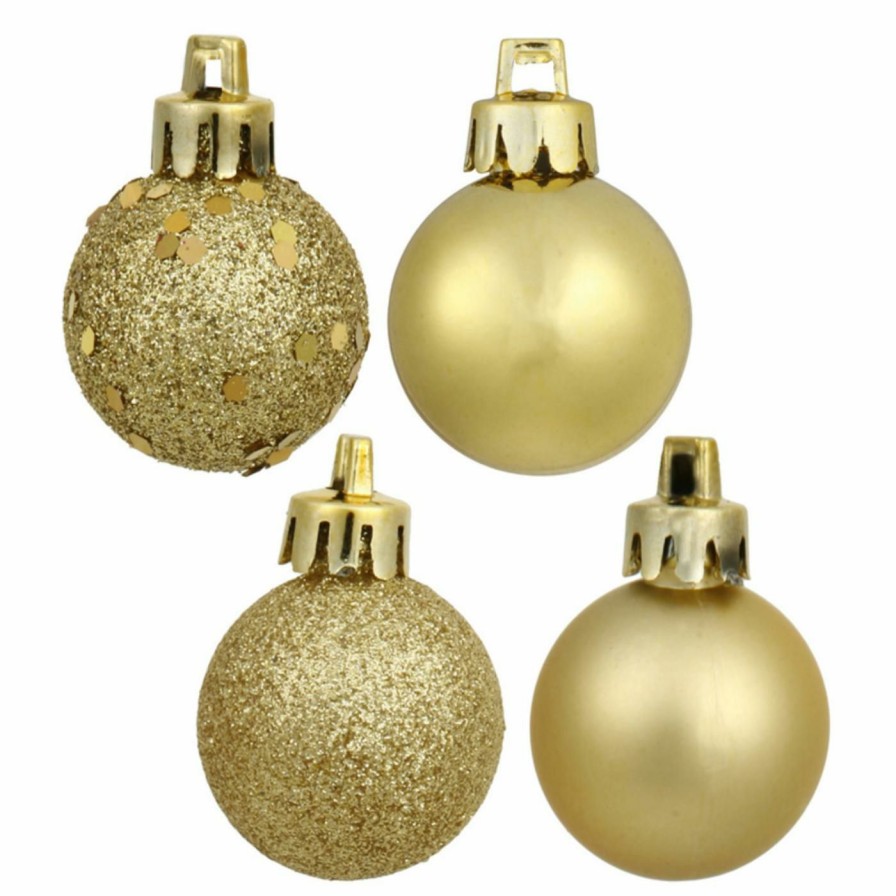 Ornaments * | Best Sale Yellow Ornaments Vickerman 3 In. Gold 4 Finish Ornament Assorted Set Of 16