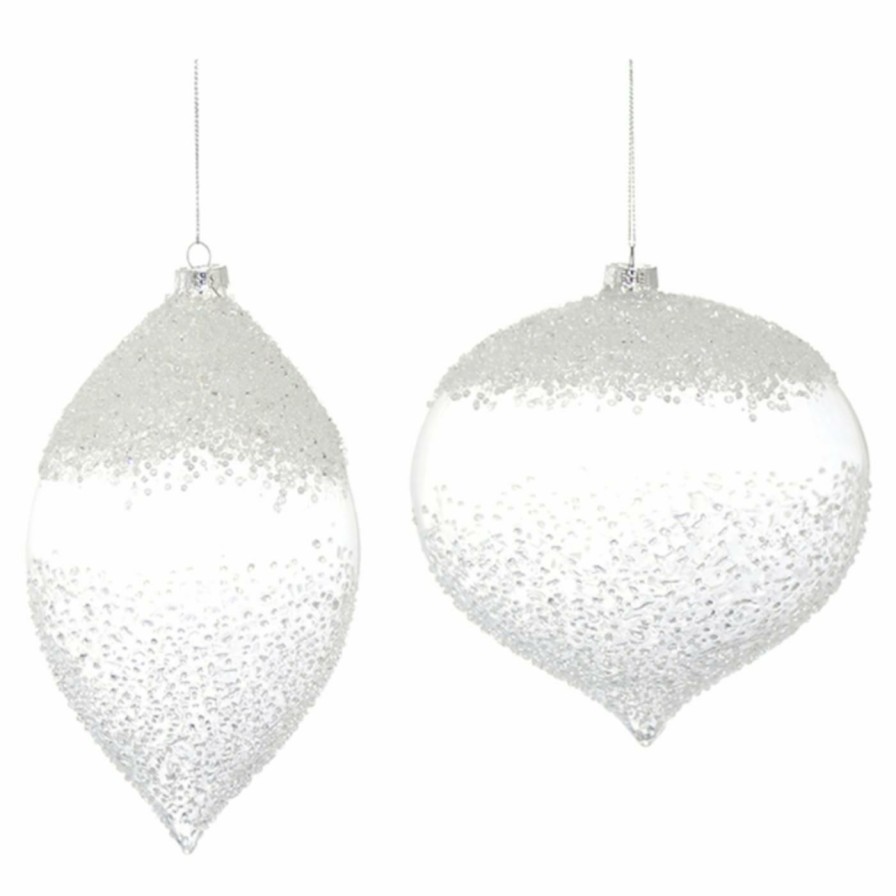 Ornaments * | Hot Sale White Ornaments Melrose 4 Piece Winter Solstice Glass Ornament Set