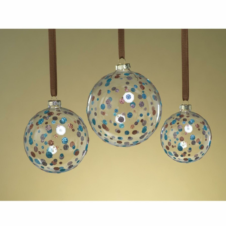 Ornaments * | Best Deal All Other Brands Ornaments Glittered Polka Dot Holiday Ball Ornament Set Of 4 Purple