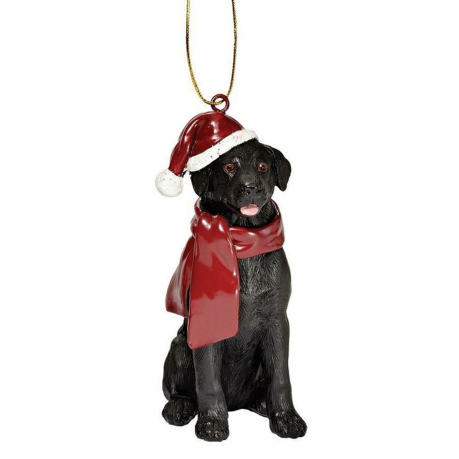 Ornaments * | Best Reviews Of Multicolored Ornaments Design Toscano Black Lab Holiday Dog Ornament