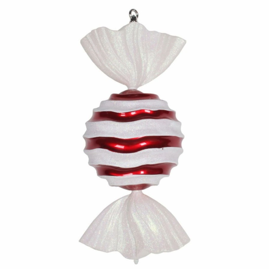 Ornaments * | Deals White Ornaments Vickerman 18.5 In. Striped Wave Candy Ornament