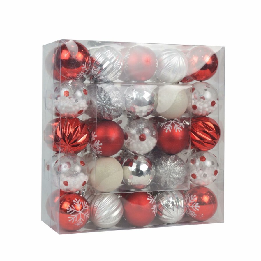 Ornaments * | Promo Multicolored Ornaments Jeco 50 Piece Christmas Decorative Ball Ornament Set Red / Green / Black