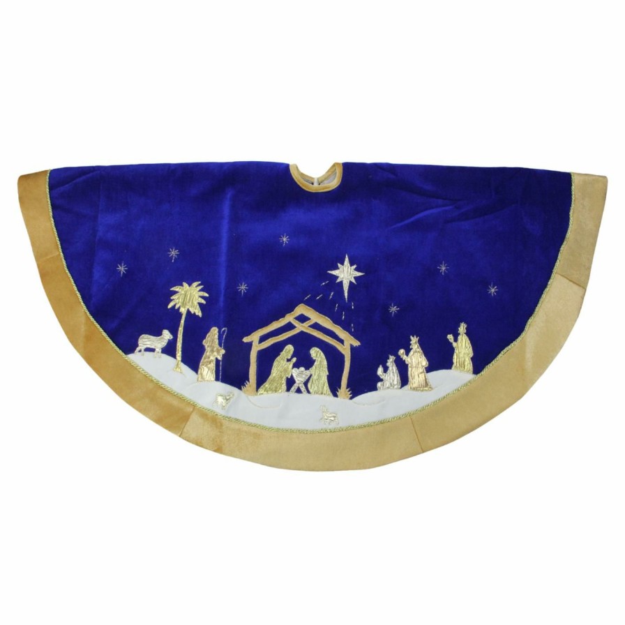 Tree Skirts & Collars * | Best Deal Christmas Tree Skirts & Collars Northlight 48 In. Nativity Scene Christmas Tree Skirt