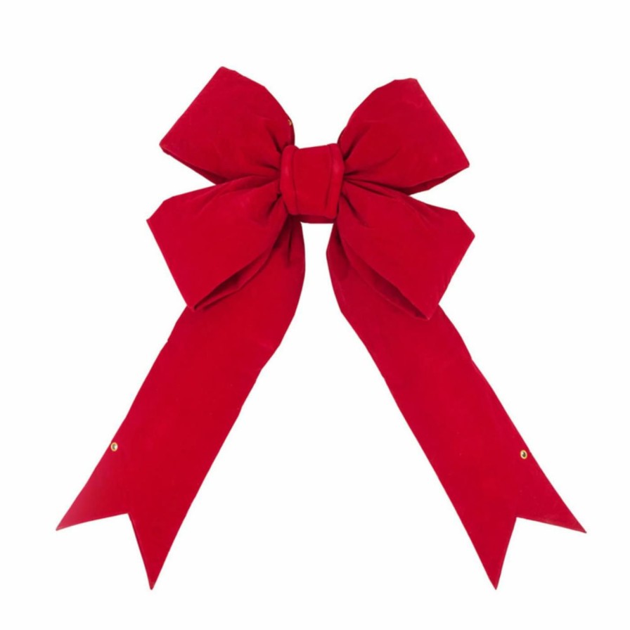 Tree Toppers & Ribbon * | Budget Christmas Bows & Ribbons Vickerman Velvet Indoor Christmas Bow Red