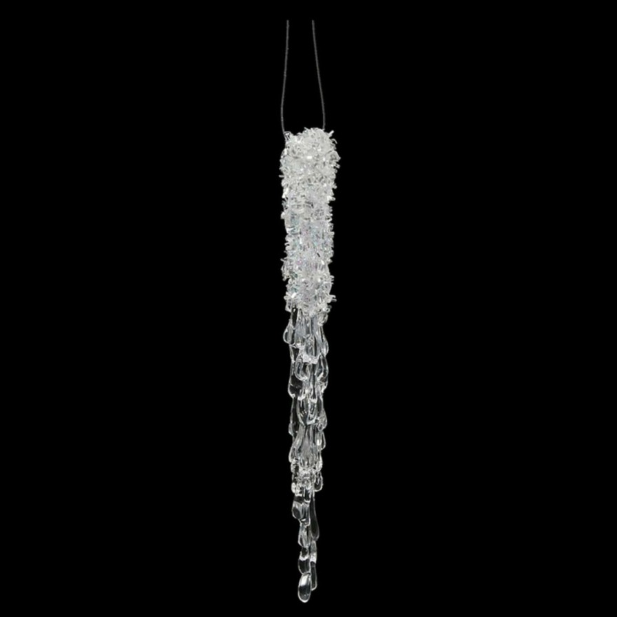 Ornaments * | Promo White Ornaments Vickerman 8 In. Glitter Icicle Ornament Set Of 6