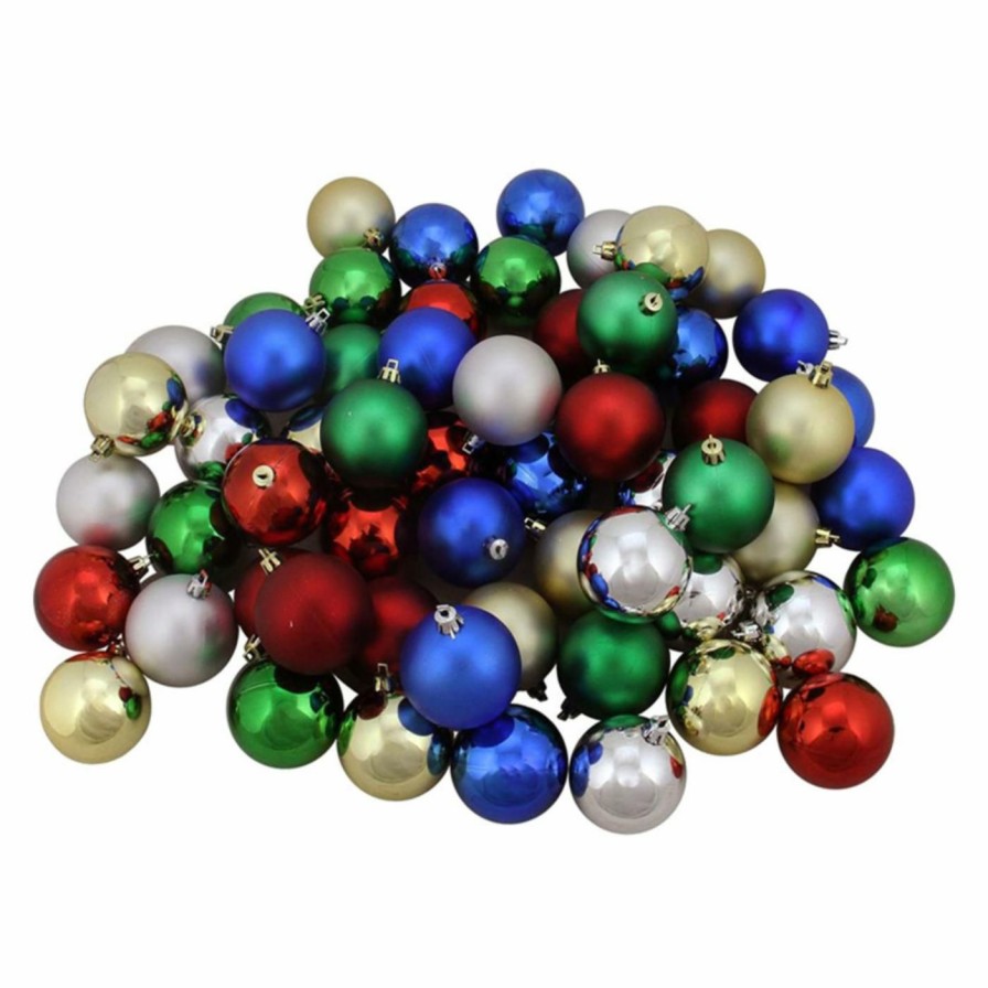 Ornaments * | Promo Metallic Ornaments Northlight Shiny And Matte Multicolored Shatterproof Christmas Ball Ornament Set Of 60