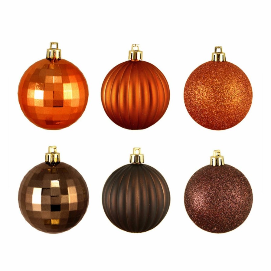 Ornaments * | Wholesale Brown Ornaments Northlight Brown And Orange 3 Finish Shatterproof Christmas Ball Ornament Set Of 100