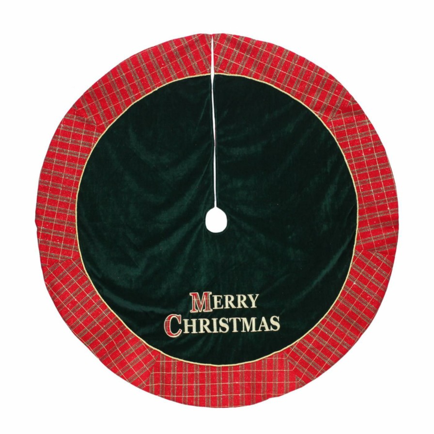 Tree Skirts & Collars * | Cheap Christmas Tree Skirts & Collars Dyno 48 In. Glitter Plaid Merry Christmas Tree Skirt