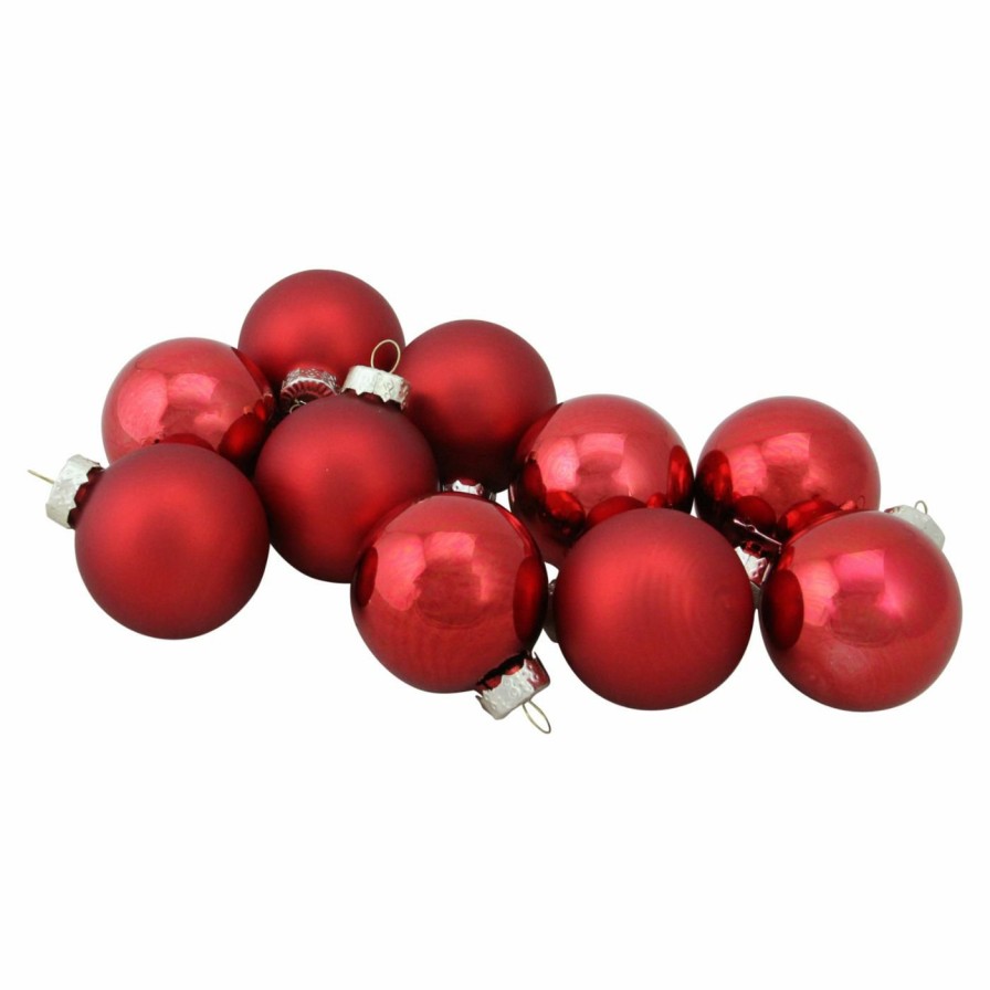 Ornaments * | Discount Ornaments Northlight Glass Ball Christmas Ornament Set Of 10 Red