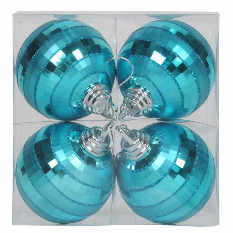 Ornaments * | Discount Green Ornaments Vickerman 4 In. Mirror Ball Ornament Set Of 4