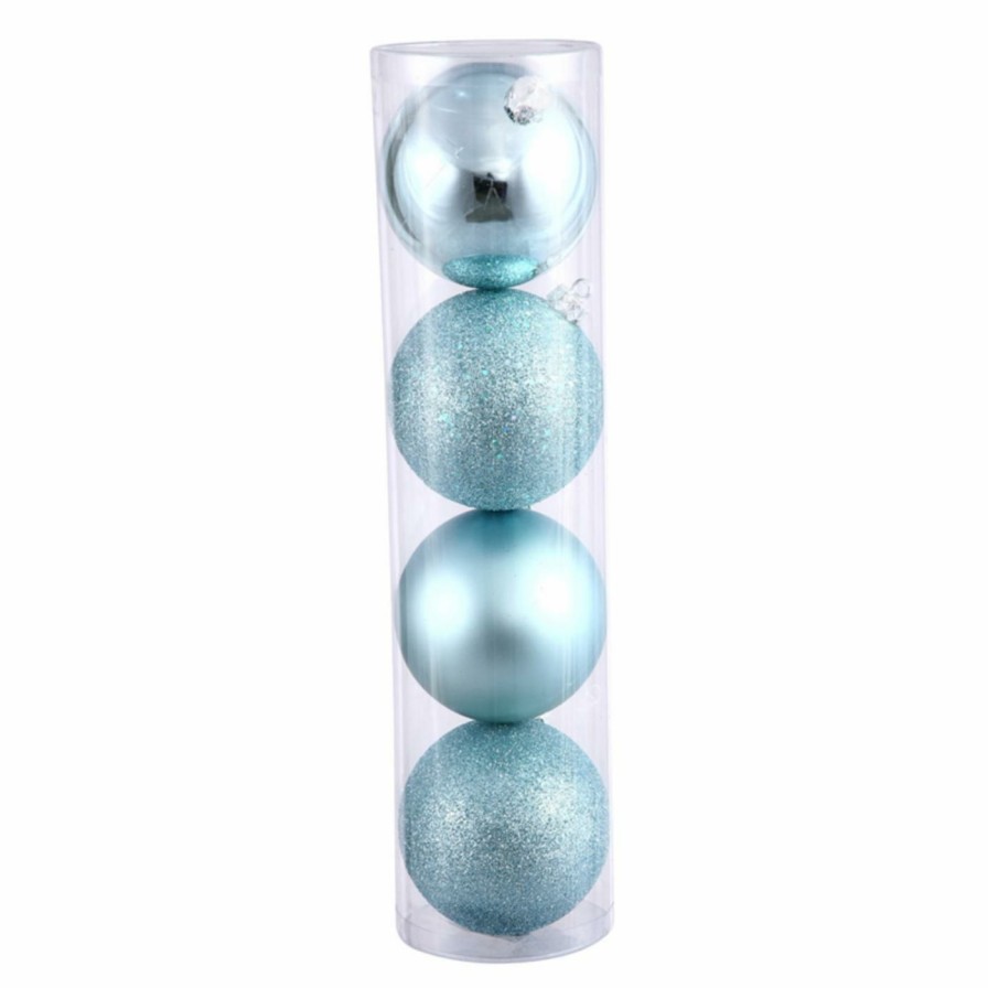 Ornaments * | New Blue Ornaments Vickerman 2.4 In. Baby Blue 4 Finish Ornament Assorted Set Of 24