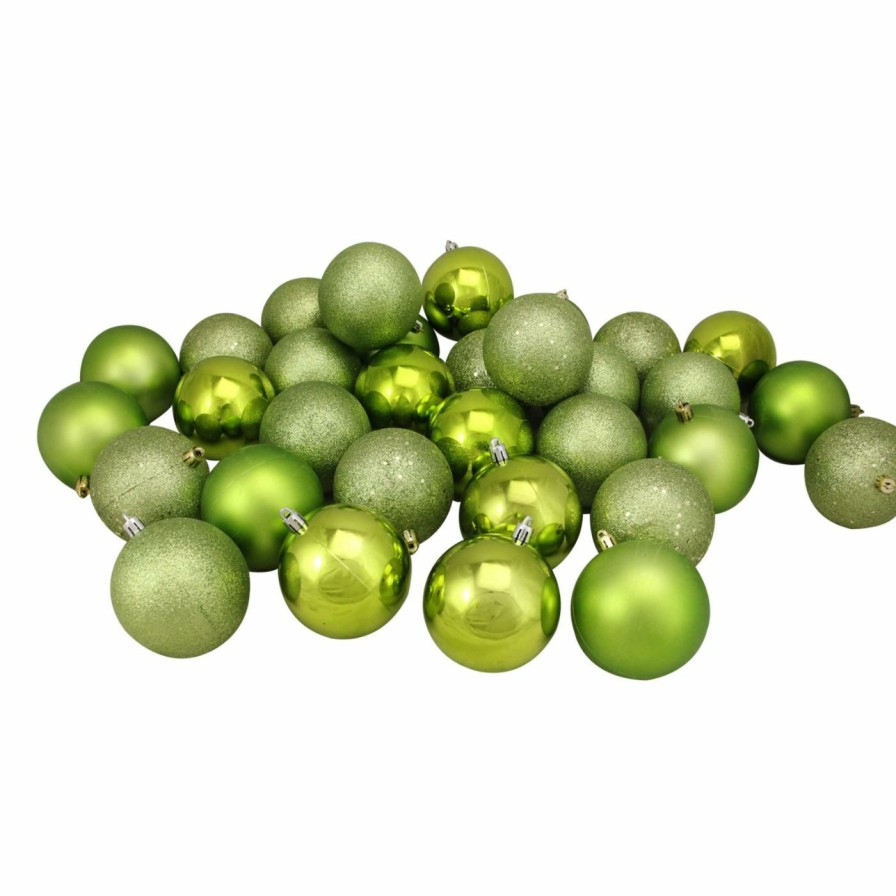 Ornaments * | Discount Green Ornaments Northlight 3.25 In. 4 Finish Shatterproof Christmas Ball Ornament Set Of 32